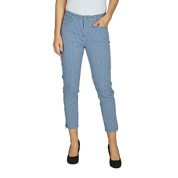 Bekleidung Boyfriend Jeans BEXLEYS® woman Stretchdenim mit Streifenmuster 7/8 Länge Jeanshosen blau/weiß