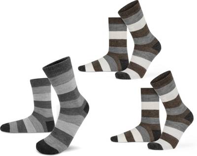 normani® 6 Paar Alpakasocken breitgestreift Socken anthrazit/beige