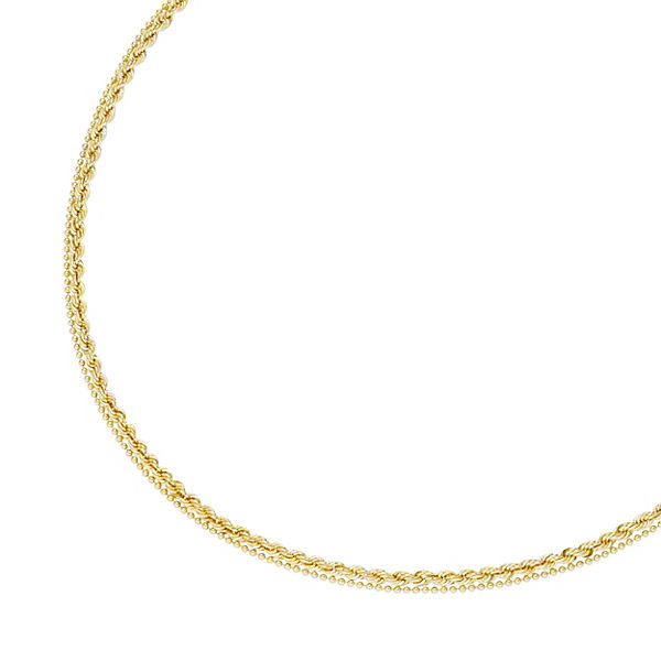 Accessoires Halsketten Luigi Merano® Luigi Merano Collier 2-reihig Kordelkette und Kugelkette Gold 375 Halsketten gold