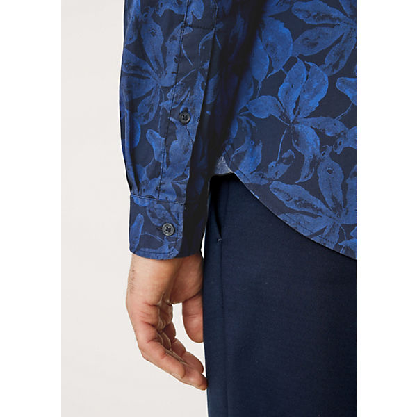 Bekleidung Langarmhemden s.Oliver Hemd mit Blätterprint Langarmhemden blau