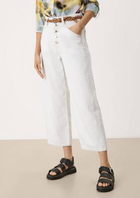 s.Oliver Regular: Culotte aus Leinen-Mix Jeanshosen weiß