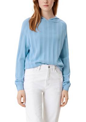QS by s.Oliver Strick-Hoodie aus Viskosemix Pullover blau