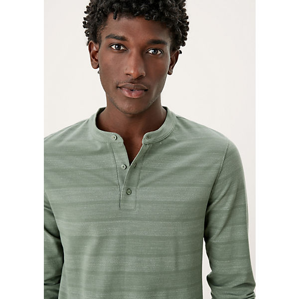 Bekleidung T-Shirts s.Oliver Henleyshirt mit Streifen T-Shirts olive