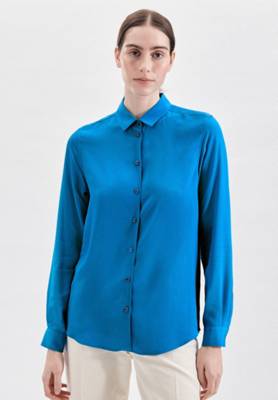 seidensticker Hemdbluse Langarm Uni Langarmblusen blau