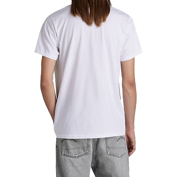 Bekleidung T-Shirts G-Star RAW Herren T-Shirt - Originals r t Rundhals Logo Organic Cotton einfarbig T-Shirts weiß