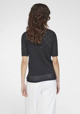 Peter Hahn Kurzarmpullover cotton Pullover schwarz SE8618