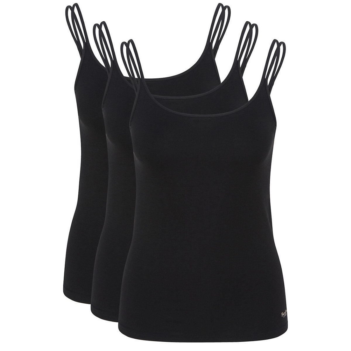 Speidel Spaghetti-Träger-Top 3er-Pack Bambus Unterhemden schwarz