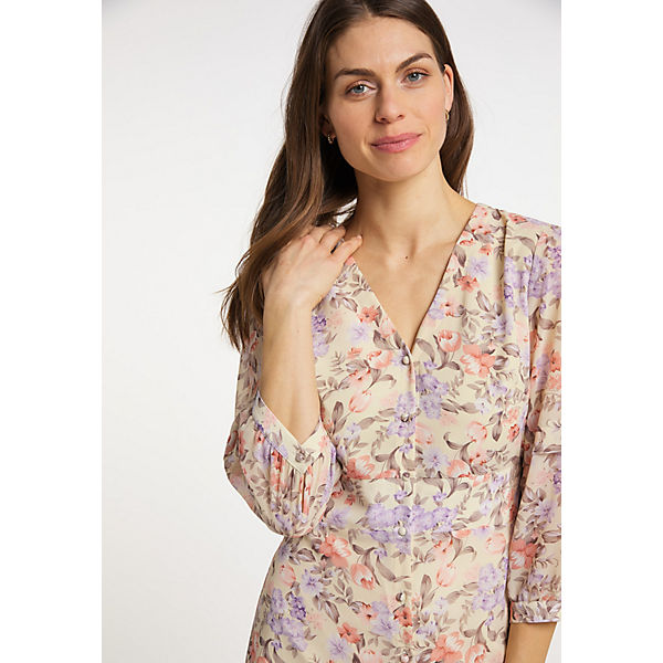 Bekleidung Midikleider usha Midikleid mit floralem Print qisha Sommerkleider wollweiß Bekleidung Midikleider usha Midikleid mit floralem Print qisha Sommerkleider wollweiß