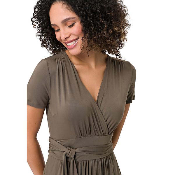 Bekleidung Midikleider zero zero Kleid mit Wickeloptik Sommerkleider oliv Bekleidung Midikleider zero zero Kleid mit Wickeloptik Sommerkleider oliv