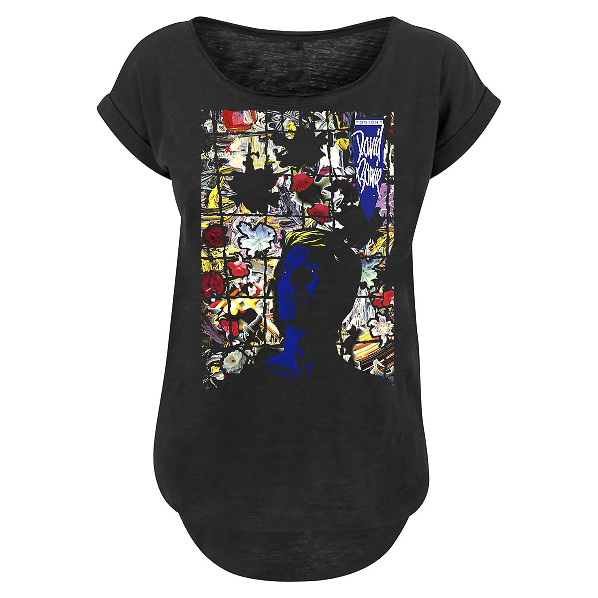 F4NT4STIC Long Cut T-Shirt 'David Bowie Tonight Album Cover' T-Shirts schwarz F4NT4STIC Long Cut T-Shirt 'David Bowie Tonight Album Cover' T-Shirts schwarz
