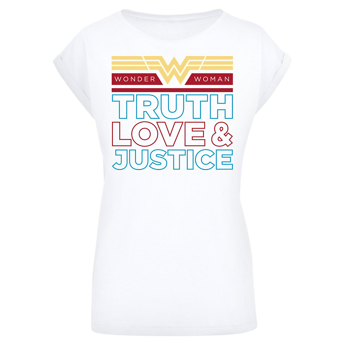 F4NT4STIC Extended Shoulder T-Shirt 'DC Comics Wonder Woman 84 Truth Love And Justice' T-Shirts weiß