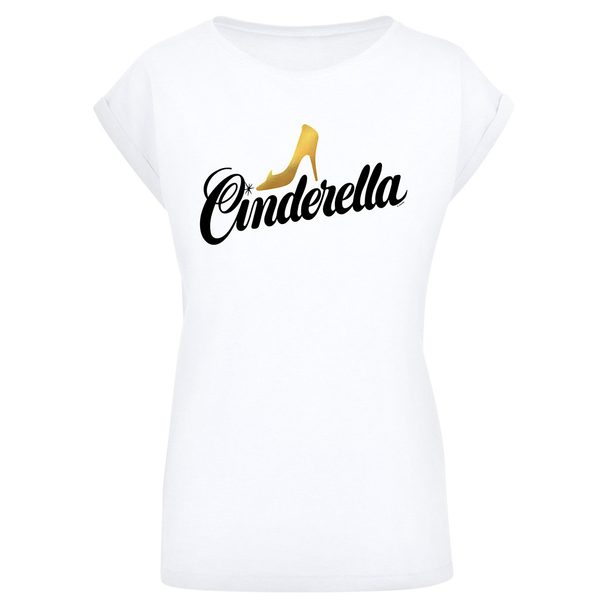 F4NT4STIC Extended Shoulder T-Shirt Disney Cinderella Aschenputtel Shoe Logo T-Shirts weiß