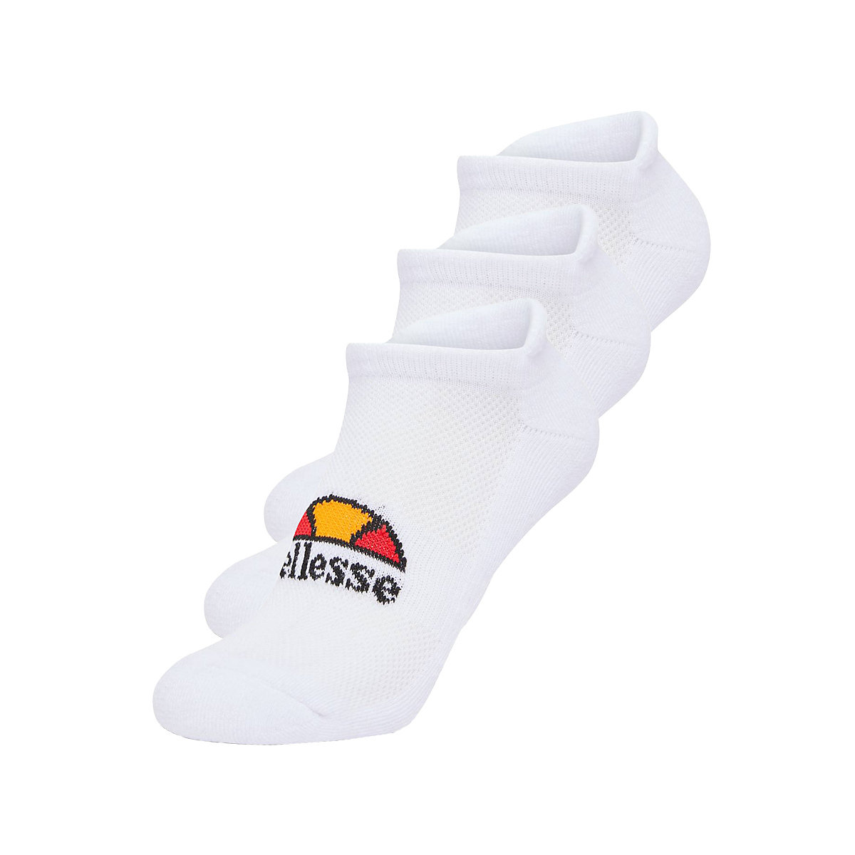 ellesse Unisex Sneaker Socken 3 Paar Rebi Trainer Liner Sport Logo Sportsocken weiß