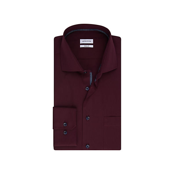 Bekleidung Langarmhemden seidensticker Business Hemd Regular Langarm Kentkragen Uni Langarmhemden rot