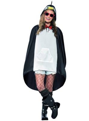 smiffys™ Festival Poncho Pinguin schwarz