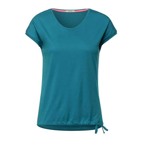 Bekleidung T-Shirts CECIL T-Shirt mit Smok Details T-Shirts aqua