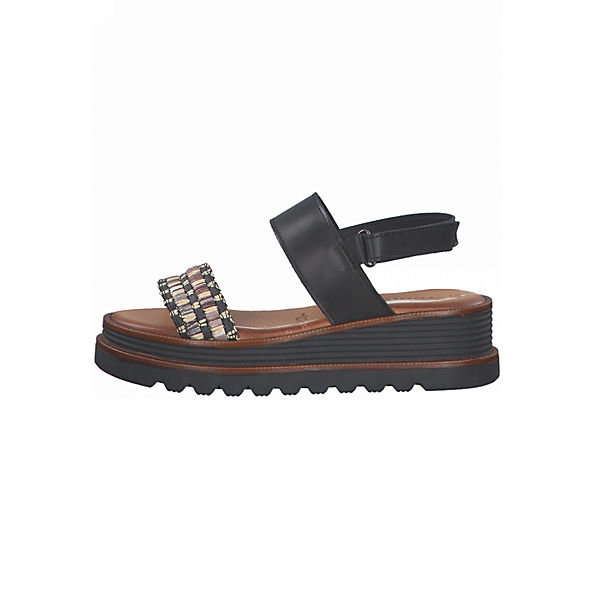Damen  Sandalen  1-28237-28 Schwarz 098 Black Comb Leder und Textil mit TOUCH-IT & Leather Sock Klassische Sandalen