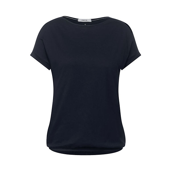 Bekleidung T-Shirts CECIL T-Shirt mit Schulterschlitz T-Shirts dunkelblau