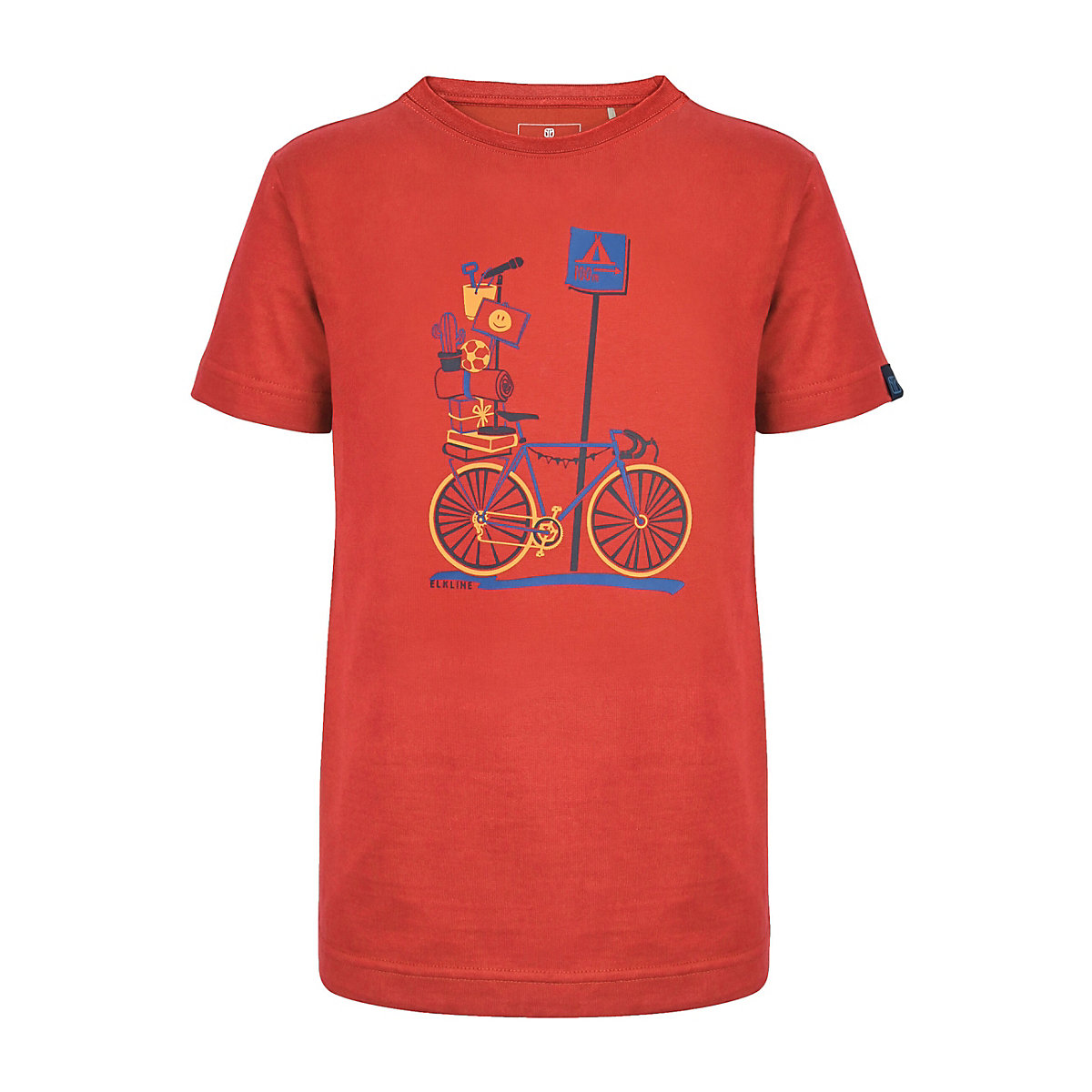 elkline T-Shirt Zeltplatz Fahrrad Motiv für Jungen orange
