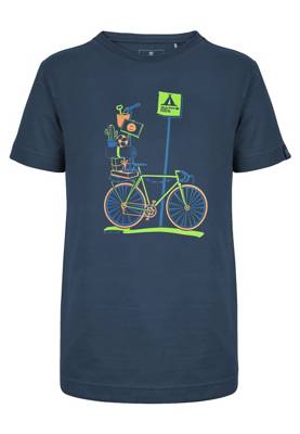 elkline T-Shirt Zeltplatz Fahrrad Motiv für Jungen blau