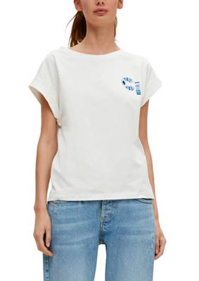 comma casual identity Jerseyshirt mit Stickerei T-Shirts weiß