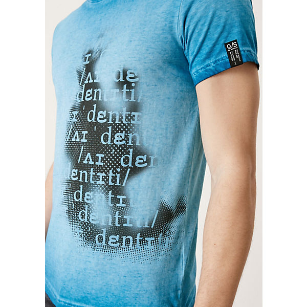 Bekleidung T-Shirts QS by s.Oliver Jerseyshirt in Cold Dye-Optik T-Shirts blau