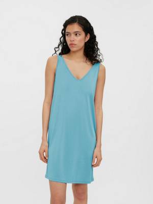 VERO MODA Kurzes Ärmelloses Basic Mini Kleid VMFILLI blau
