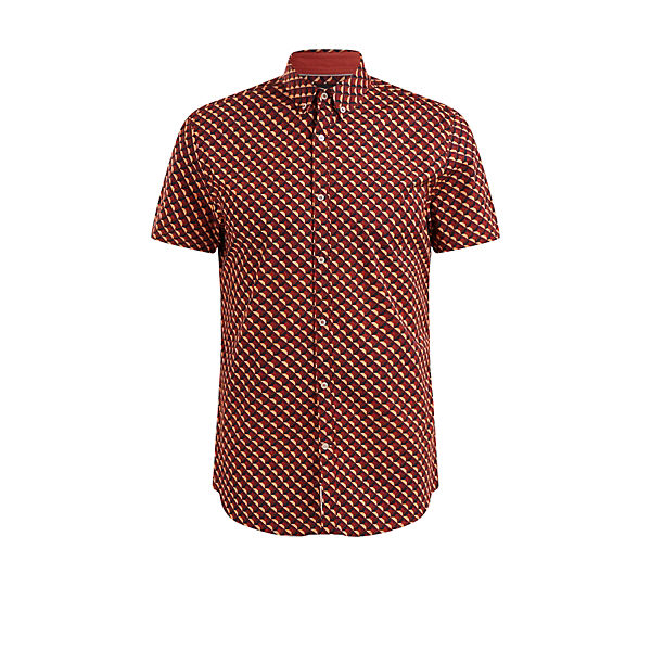 Bekleidung Langarmhemden WE Fashion Herren-Slim-Fit-Hemd mit Muster Langarmhemden rot