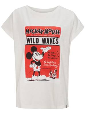 Disney Mickey Mouse & friends Recovered T-Shirt Mickey Mouse Wild Waves T-Shirts AdultW ecru