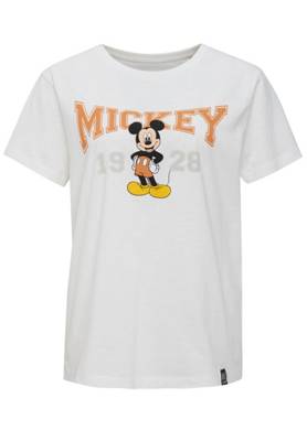 Disney Mickey Mouse &amp; friends Recovered T-Shirt Mickey Mouse Varsity T-Shirts AdultW ecru EN11616