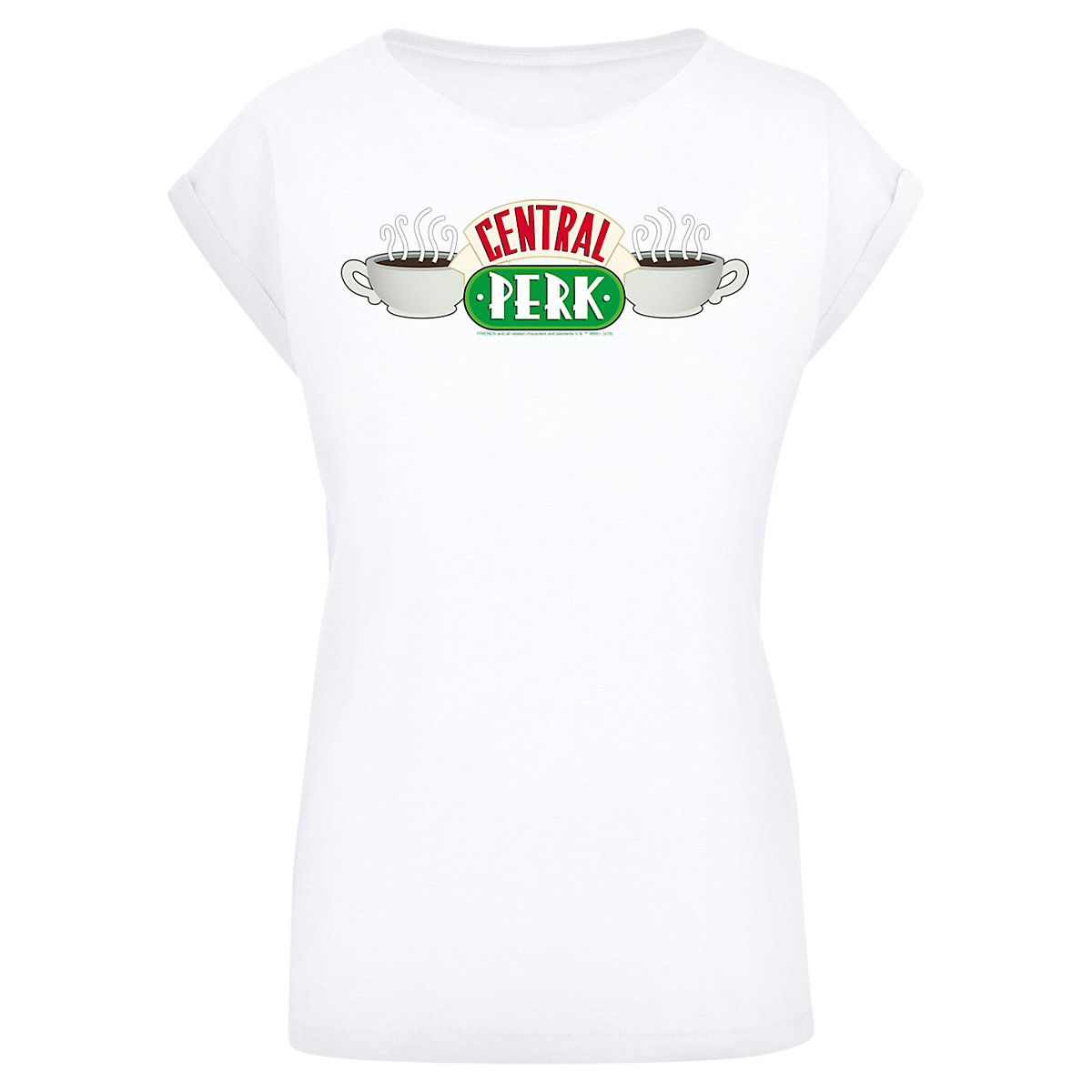 F4NT4STIC Extended Shoulder T Shirt 'FRIENDS TV Serie Central Perk BLK' T-Shirts weiß