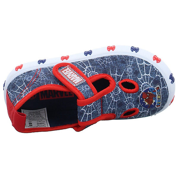 Schuhe Geschlossene Hausschuhe Spiderman Hausschuh Textil gemustert Hausschuhe blau-kombi