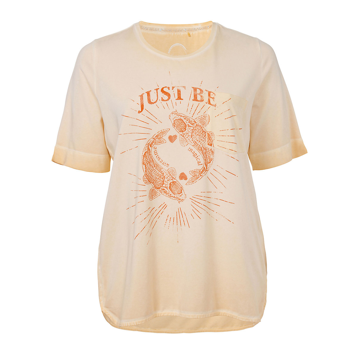 frapp T-Shirt Bequemes Shirt mit Motiv-Print apricot