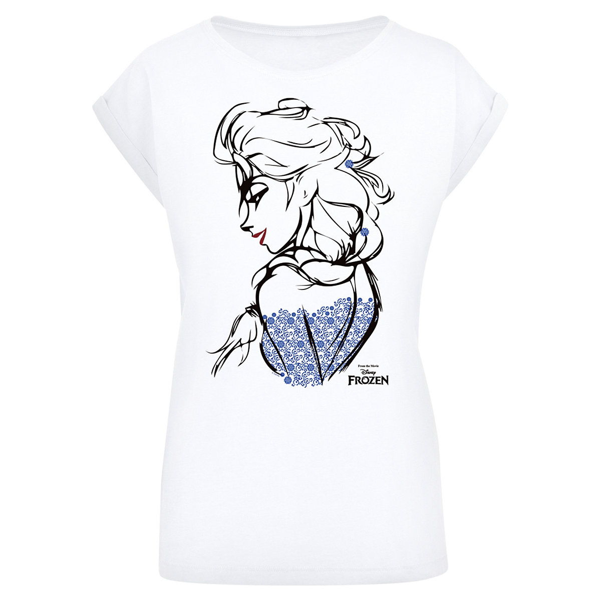 F4NT4STIC Extended Shoulder T-Shirt Disney Frozen Elsa Sketch Mono T-Shirts weiß