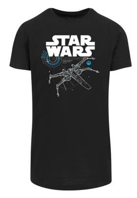 F4NT4STIC Long Cut T Shirt 'Star Wars The Last Jedi X Wing' T-Shirts schwarz