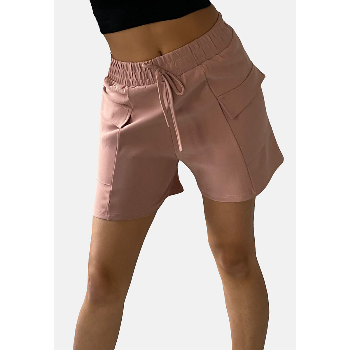 Holala Elegante Chino Shorts Stretch Stoff Cargo Hotpants rosa
