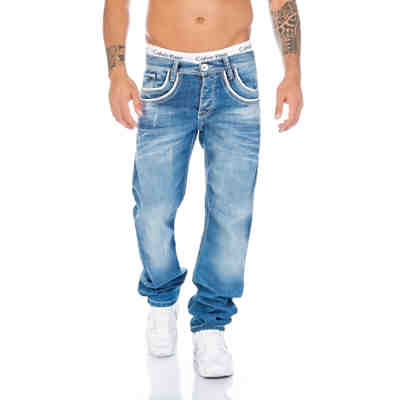 Herren Jeans Hose mit weißen Applikationen