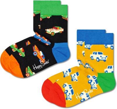 Happy Socks Kinder Socken CAR Doppelpack schwarz/gelb
