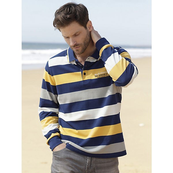 Bekleidung Poloshirts BABISTA Poloshirt mit garngefärbtem Streifendessin rundum blau/gelb
