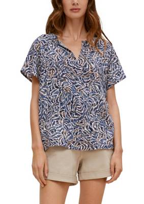 comma casual identity Kurzarmbluse blau