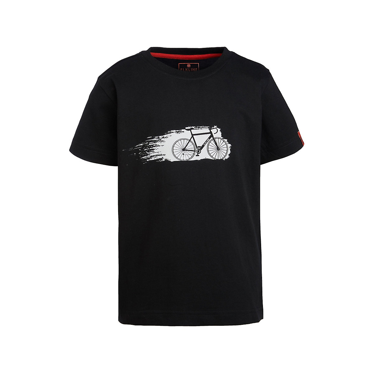 elkline Basic T-Shirt Full Speed mit Fahrrad Brust Print für Kinder schwarz