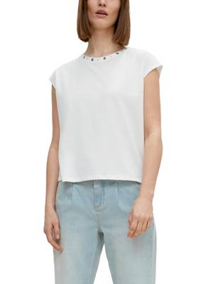 comma T-Shirt mit Nietendetails Tops weiß