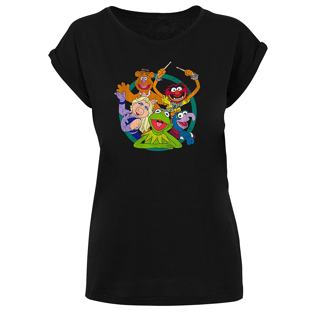 F4NT4STIC Disney Die Muppets Kermit der Frosch Fozzie Bär Gonzo Miss Piggy Animal T-Shirts schwarz