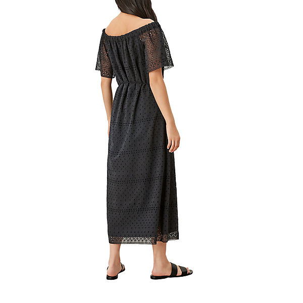 Bekleidung Freizeitkleider s.Oliver BLACK LABEL Kleid aus Broderie Anglaise Jerseykleider schwarz