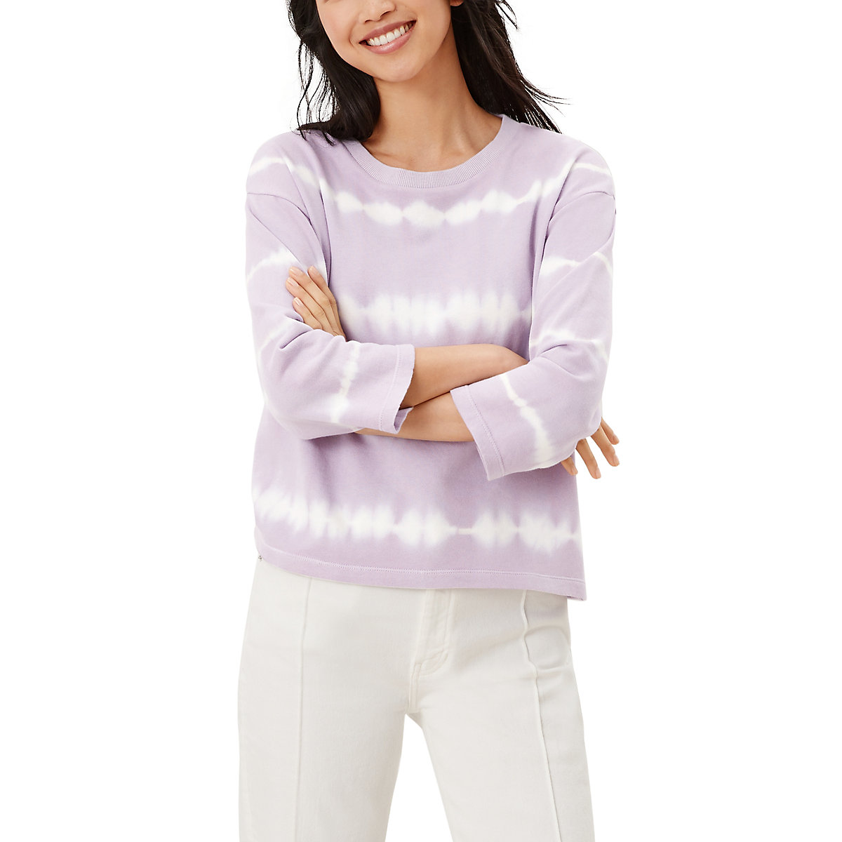 s.Oliver Sweatshirt mit Batik-Streifen Sweatshirts lila