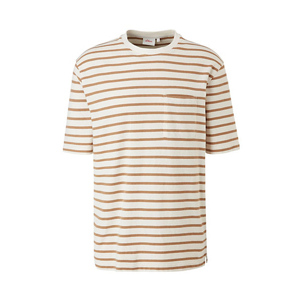 Bekleidung T-Shirts s.Oliver Streifenshirt mit Brusttasche T-Shirts creme