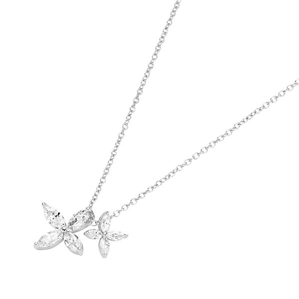 Accessoires Halsketten SMART JEWEL® Smart Jewel Kette mit Blüten Zirkonia Steine Silber 925 Halsketten gold