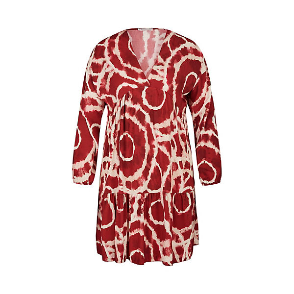 Bekleidung Midikleider CHOiCE BY STEILMANN Volantkleid mit Batik-Muster Sommerkleider rot/weiß