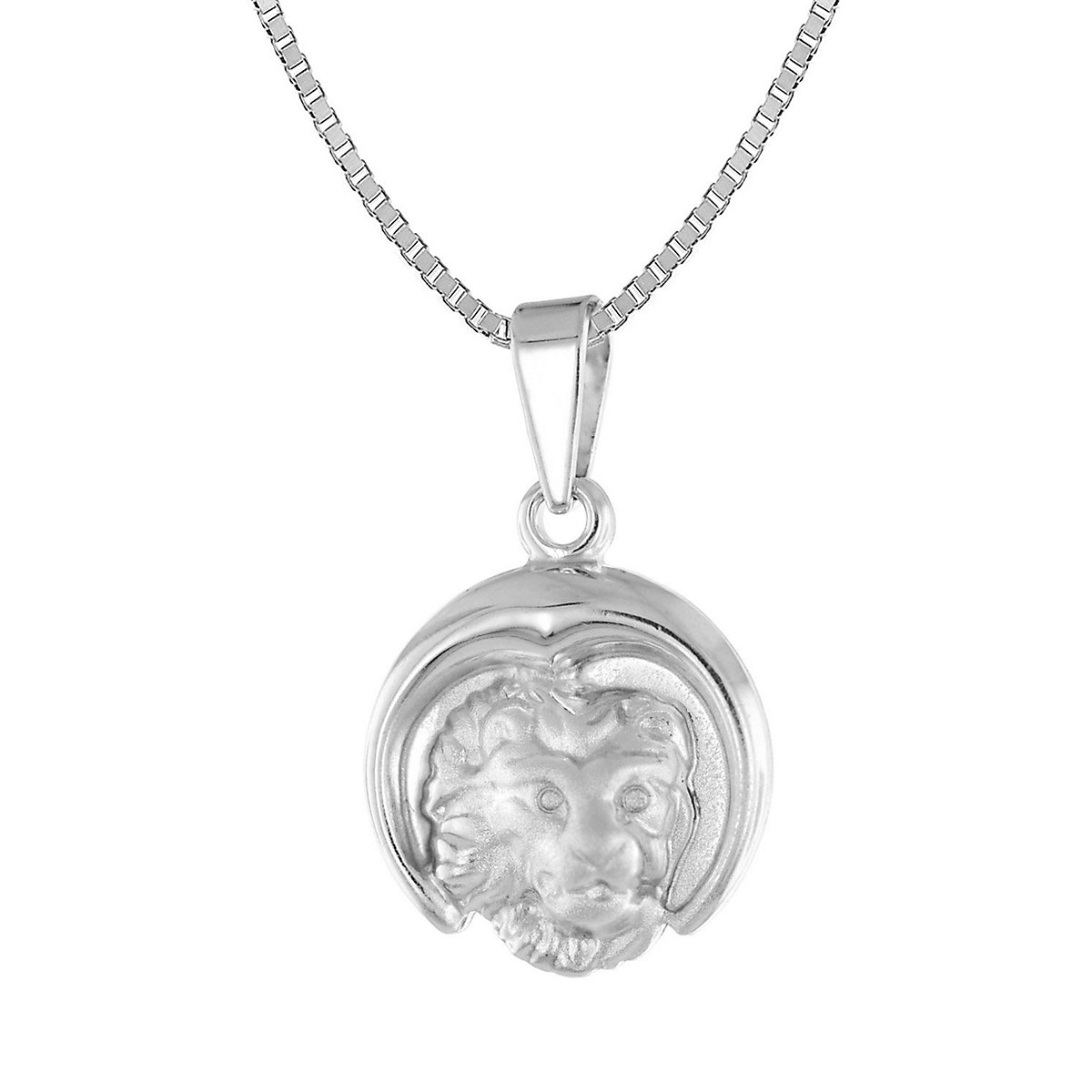 trendor Löwe Sternzeichen mit Halskette 925 Silber Ø 15 mm Halsketten silber