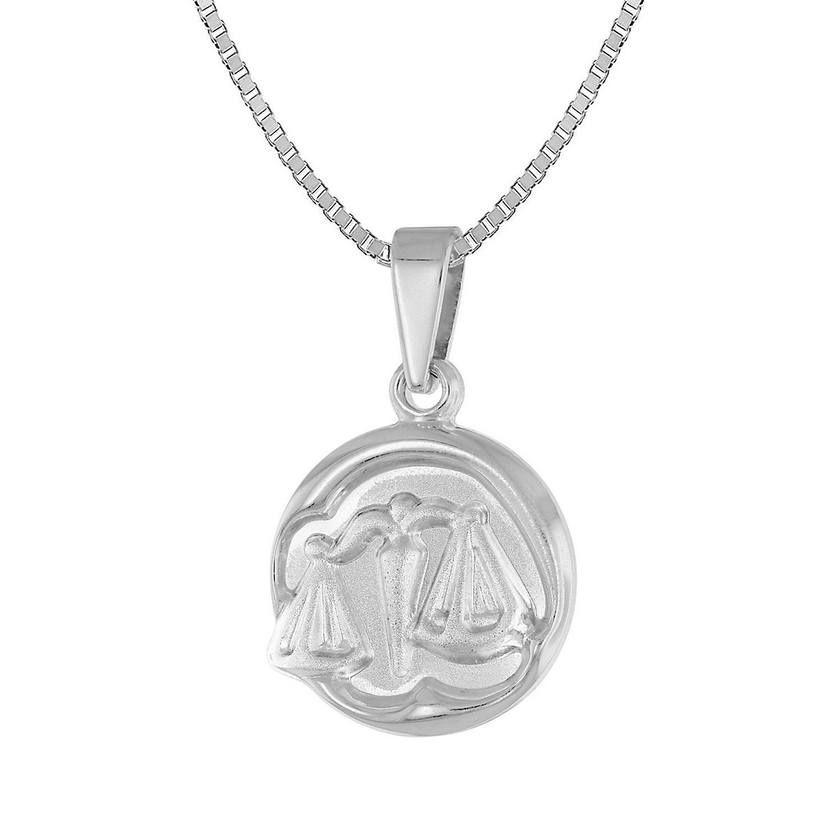 trendor Waage Sternzeichen mit Halskette 925 Silber Ø 15 mm Halsketten silber